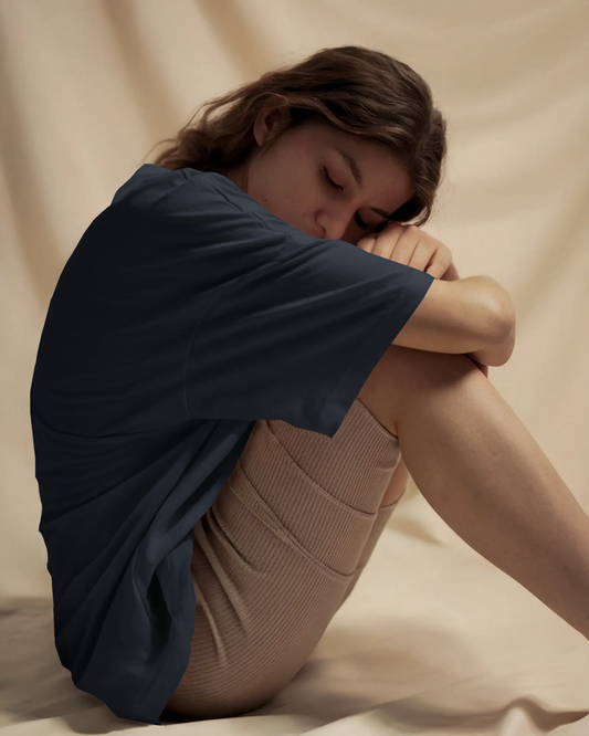 Plain Navy Blue Terry Knit Tee